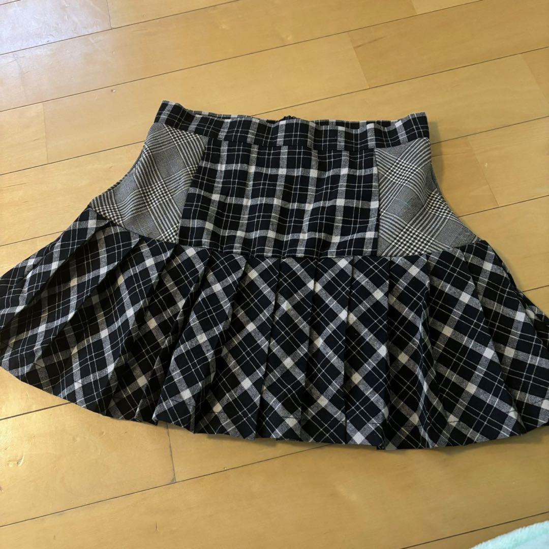 スカート andmary Coco check pleats skirt black