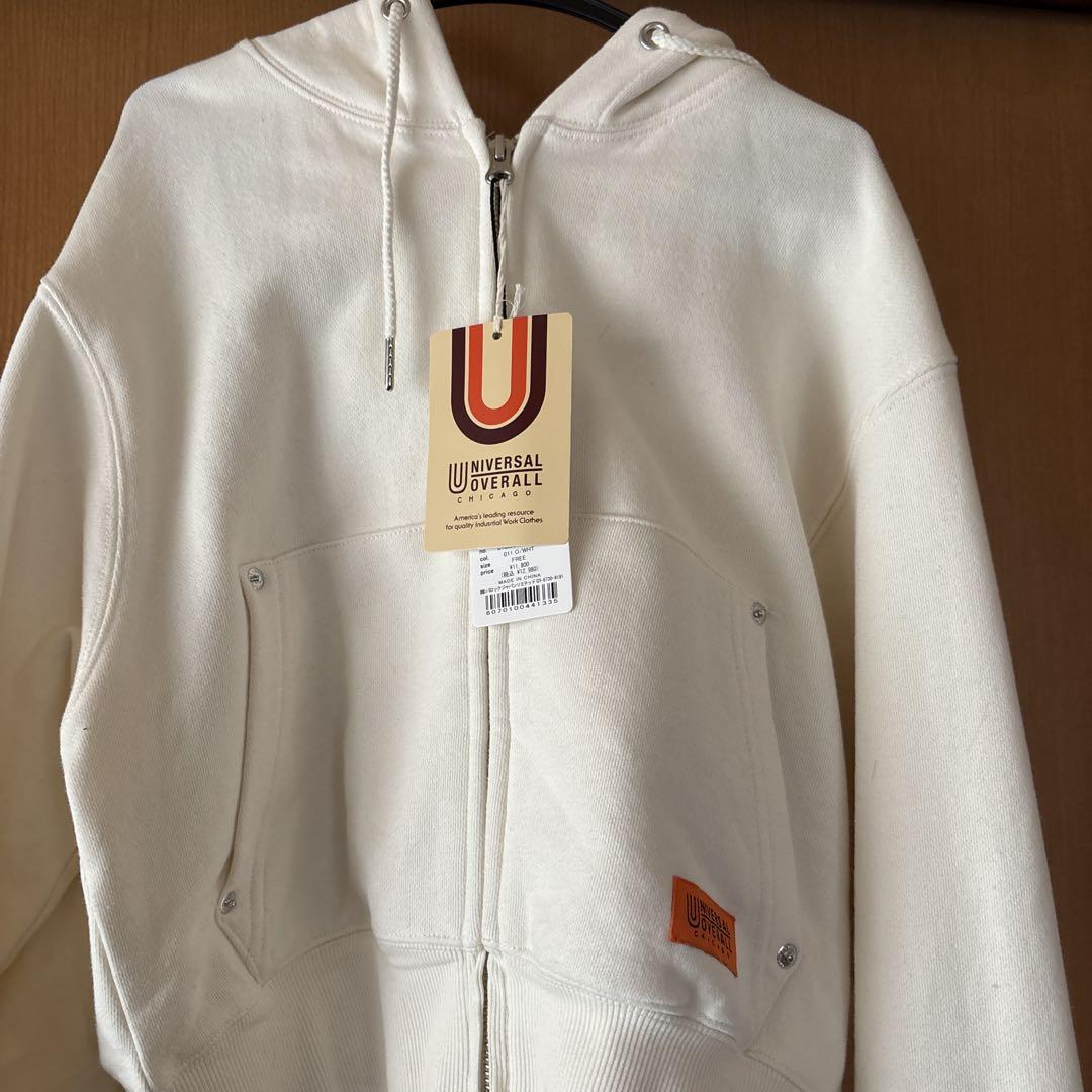 UNIVERSALOVERALL moussy フード付きパーカー ホワイト