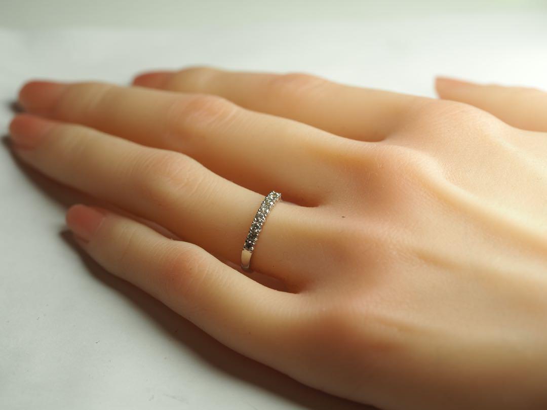 キラキラ✨D0.30ct K10WG 天然ダイヤモンド ハーフエタニティリング