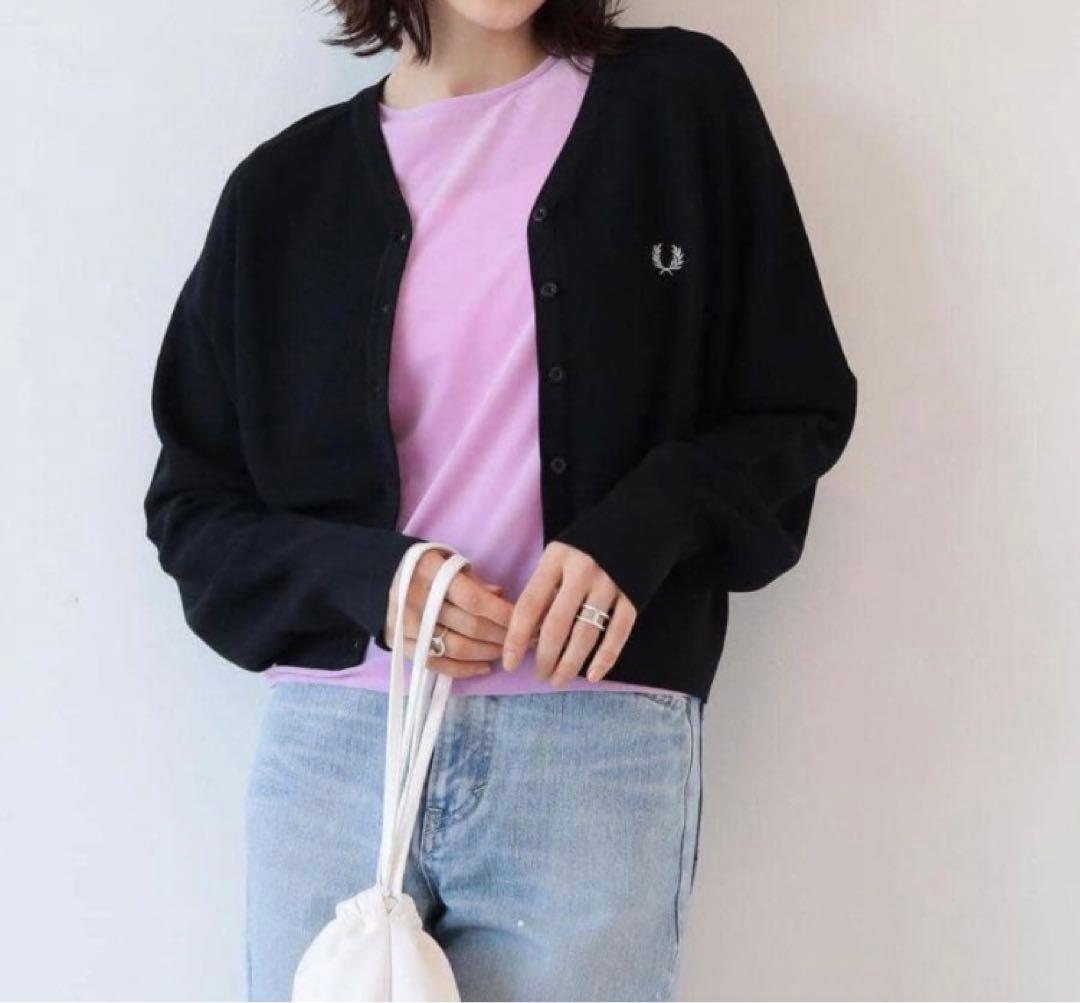 FRED PERRY × Ray BEAMS 別注 Vネックカーディガン 黒 SIZE Fred Perry
