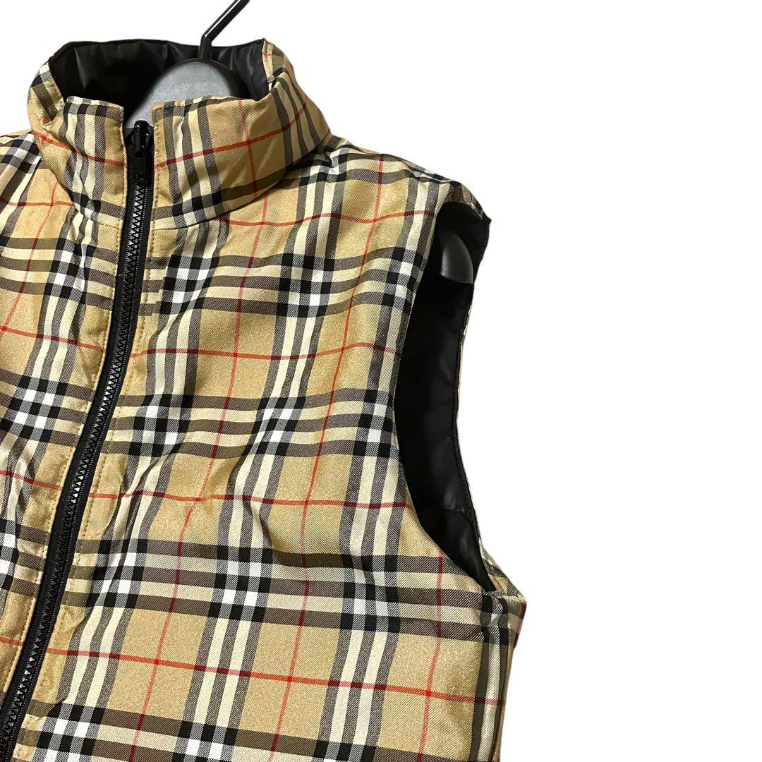 美品◆バーバリーブルーレーベル　リバーシブル中綿ベスト　ノバチェック×黒　38M