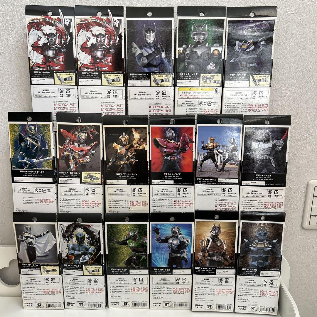 「仮面ライダー龍騎」ソフビ×17点　すべてカードあり　ライダーヒーローシリーズ 仮面ライダー龍騎」ソフビ×17点 すべてカードあり ライダー