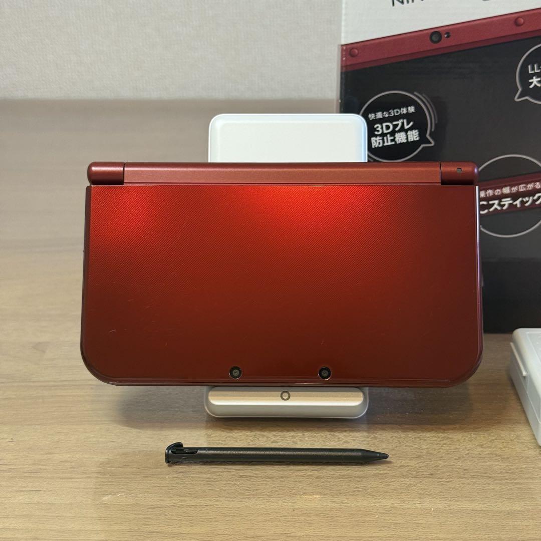 6-027 Newニンテンドー3DS LL メタリックレッド 箱付き 上下IPS
