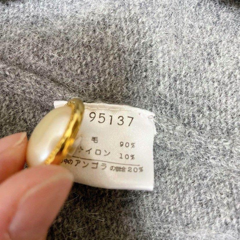 プッシュ ロングニット カーディガン (9) グレー フリル ウール