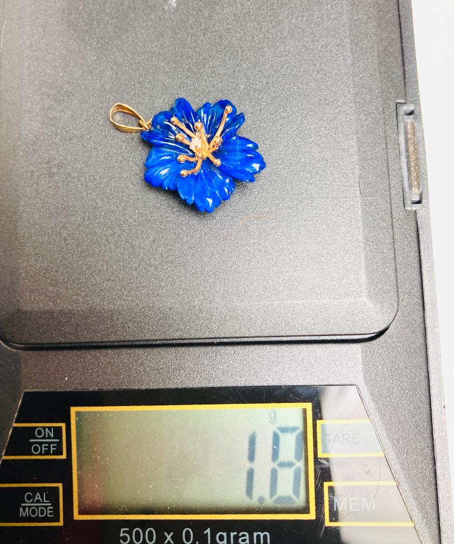 匿名配送 未使用 14金天然ラピスラズリペンダントトップ 2cm