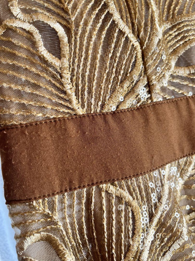 【年末値下げ】LEJA 花柄刺繍パイピングキラキラフレアロングドレス