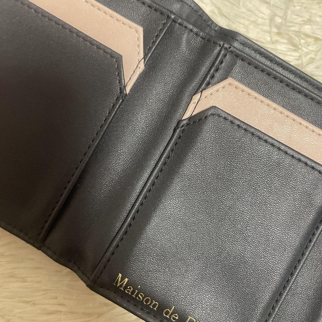 Maison de FLEUR リボン付き三つ折り財布 黒
