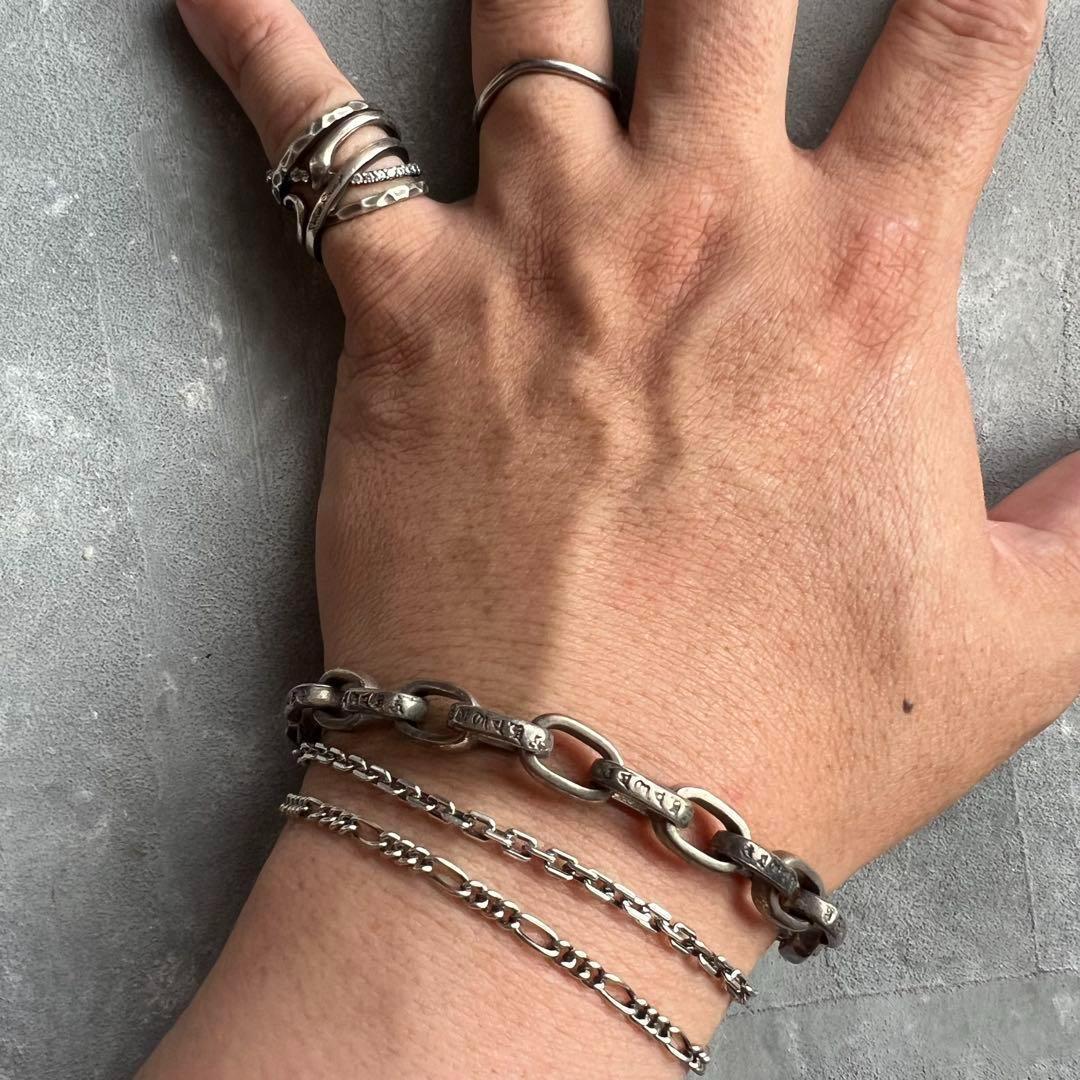 VINTAGE ヴィンテージ シルバー 梵字 リングチェーン ブレスレット VINTAGE ヴィンテージ シルバー エングレーブチェーン
