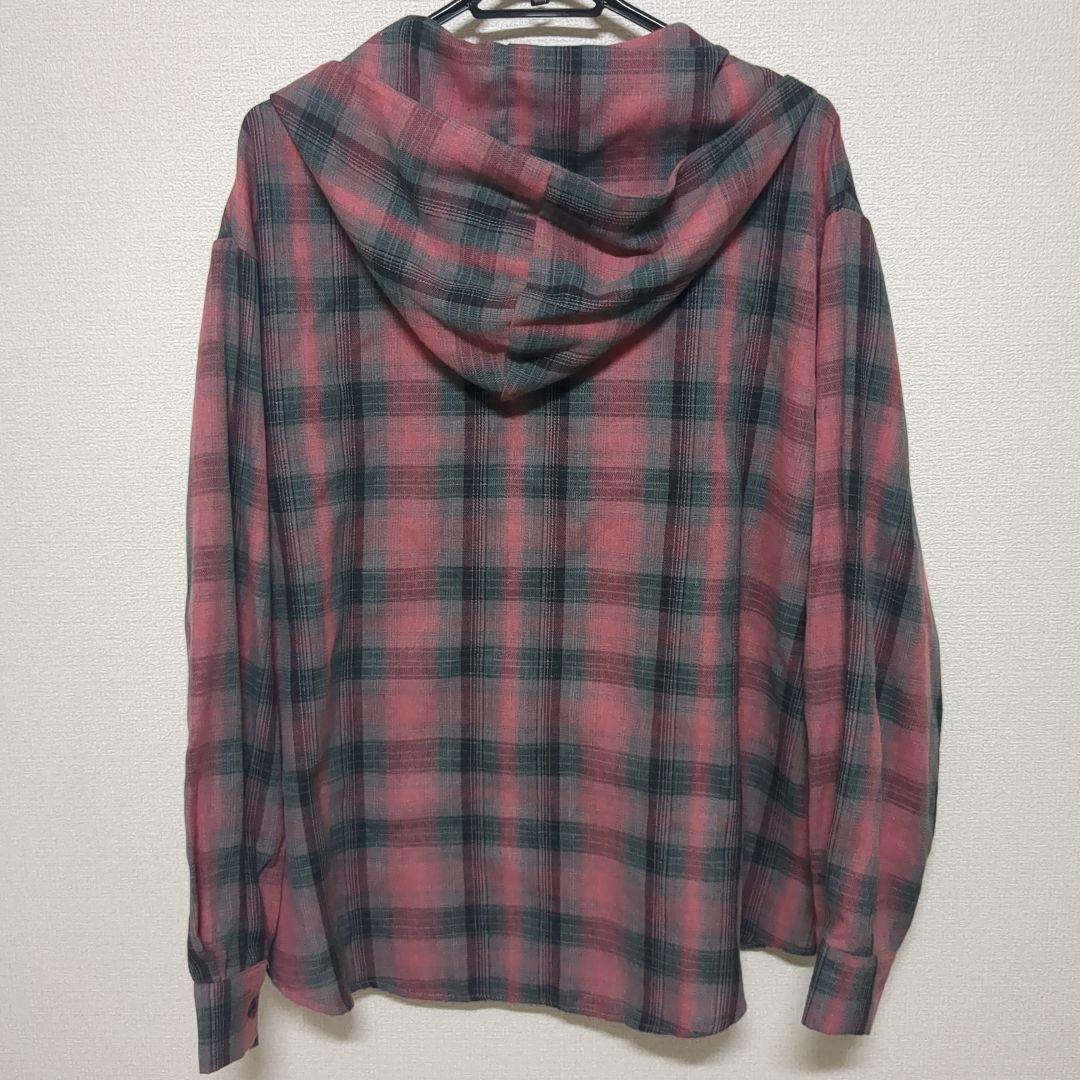 チェックシャツ フード付きL