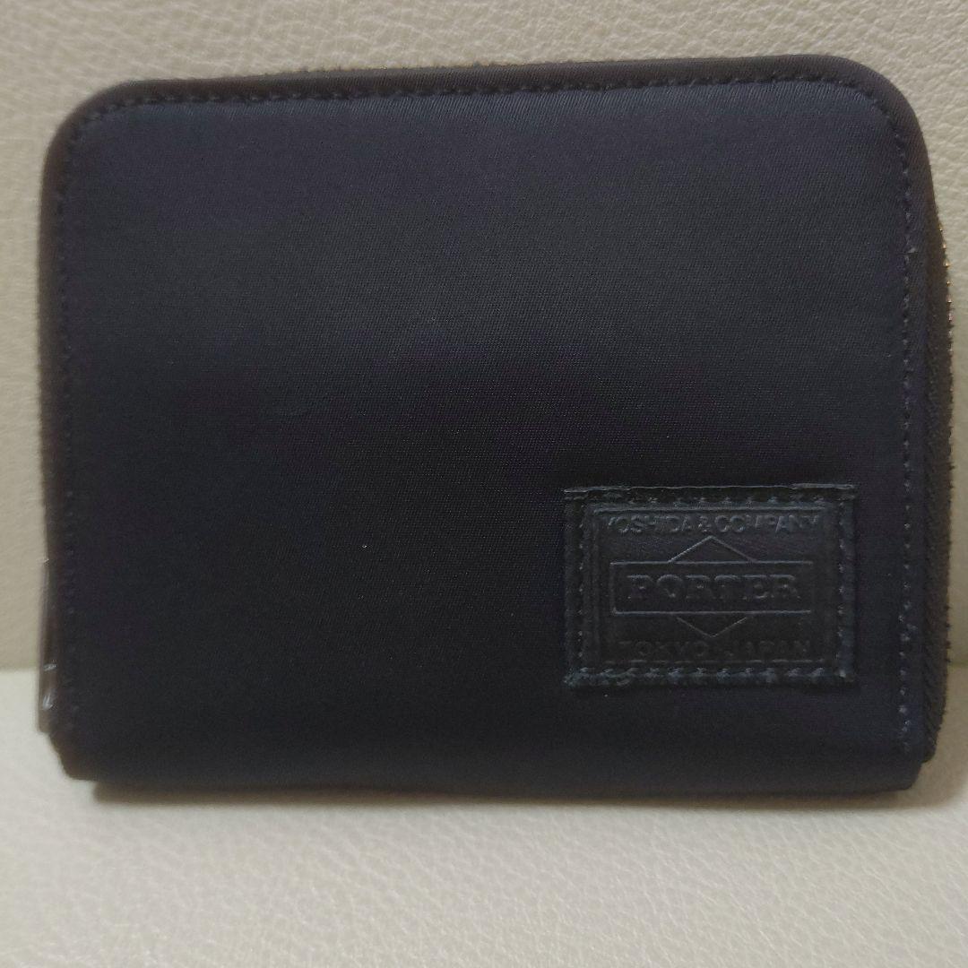 PORTER ブラックラウンドジップ 二つ折り財布
