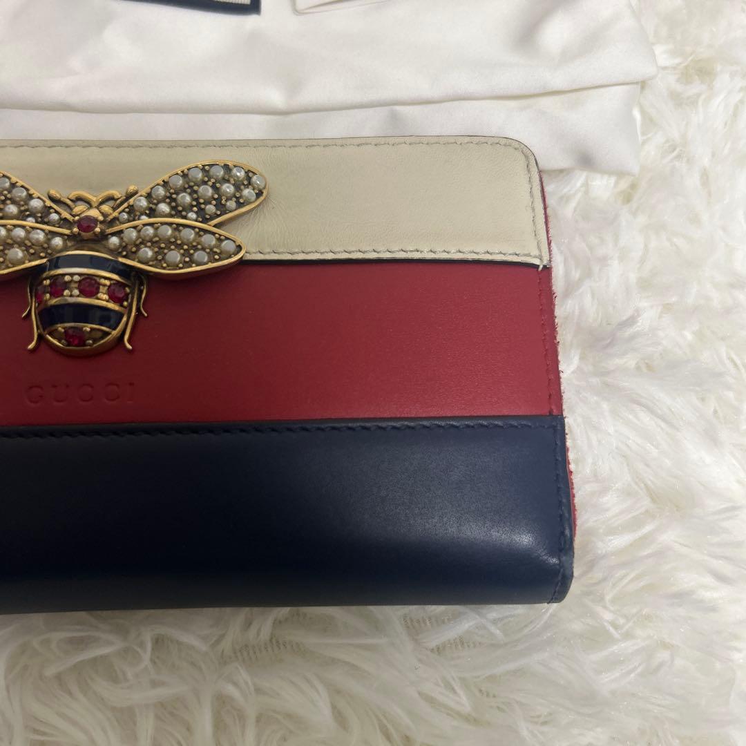GUCCI グッチ　ラウンドジップ　クイーンマーガレット　蜂　ラインストーン