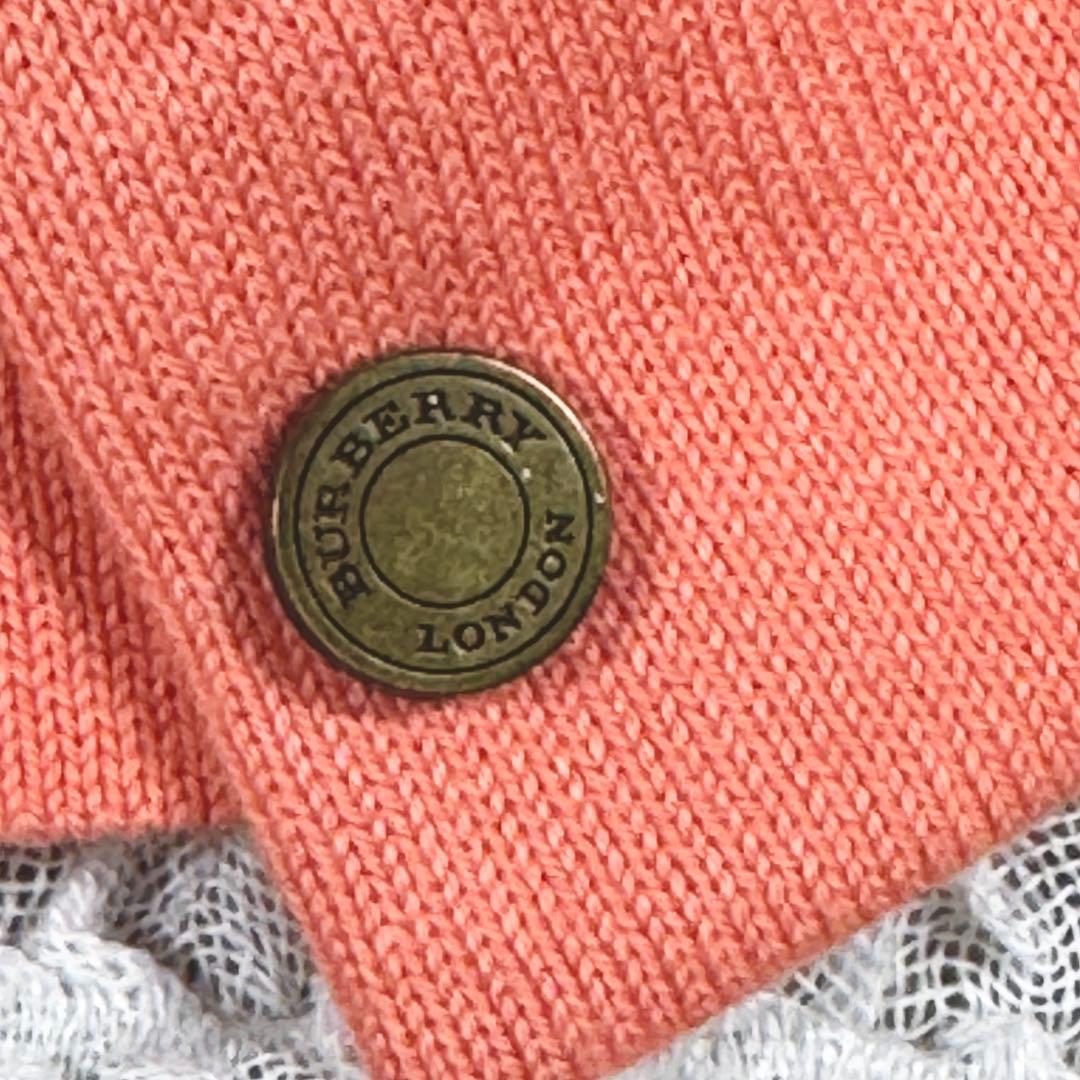 バーバリーロンドン　カーディガン　ホースロゴ刺繍　金ボタン　ノバチェック　綿