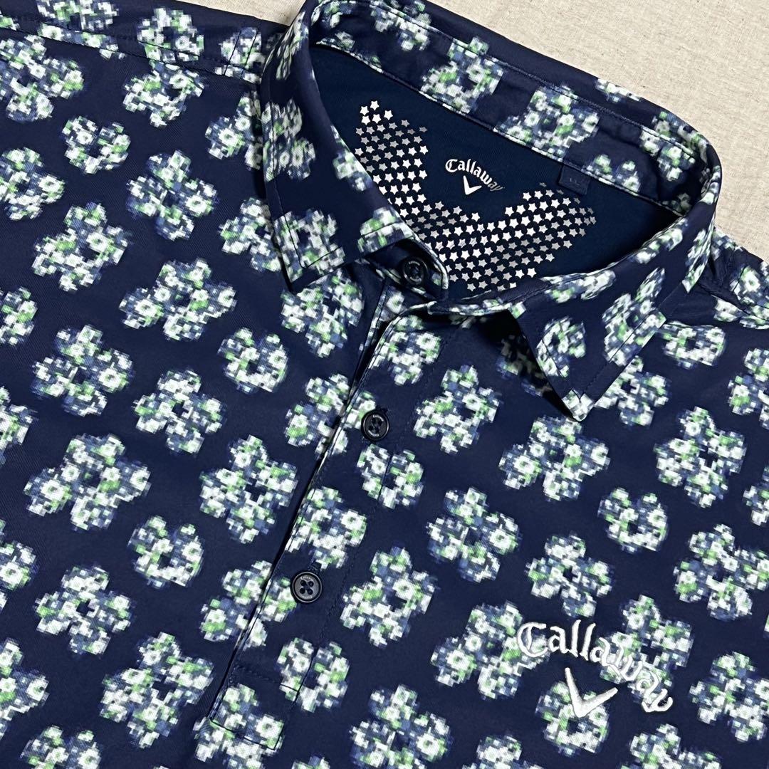 Callaway 花柄 ポロシャツ LL ゴルフウェア 美品 ドライストレッチ Callaway 花柄 ポロシャツ LL ゴルフウェア 美品 ドライ