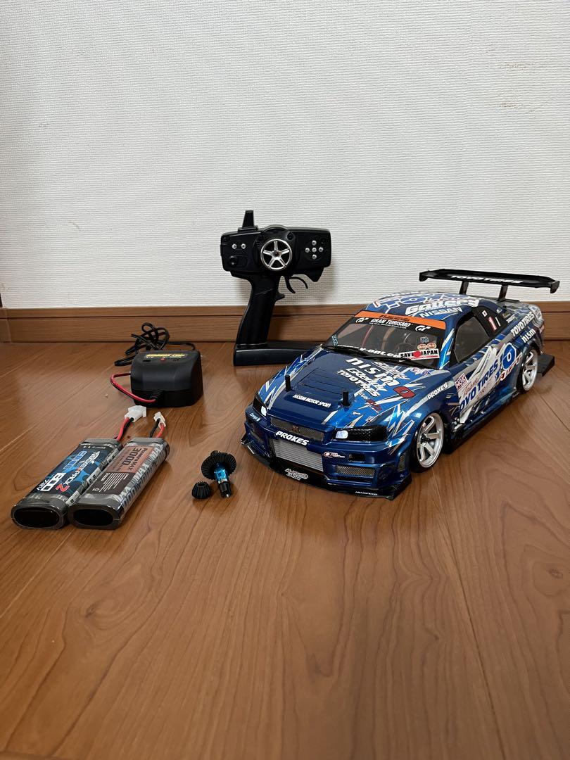 1/10 ラジコン ドリフト 2.4GHz カスタムR34GT-R LED電飾付