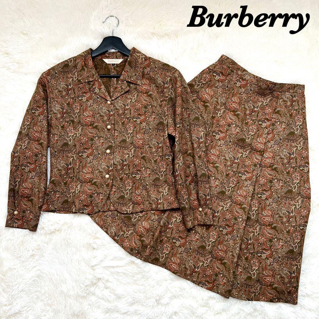 バーバリー セットアップ ブラウス ペイズリー柄 パール 金ボタンM BURBERRY