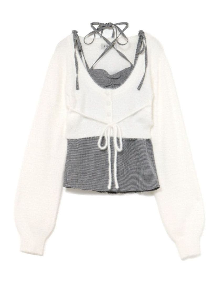 bubbles チェックリボンアンサンブル ホワイト SIZE