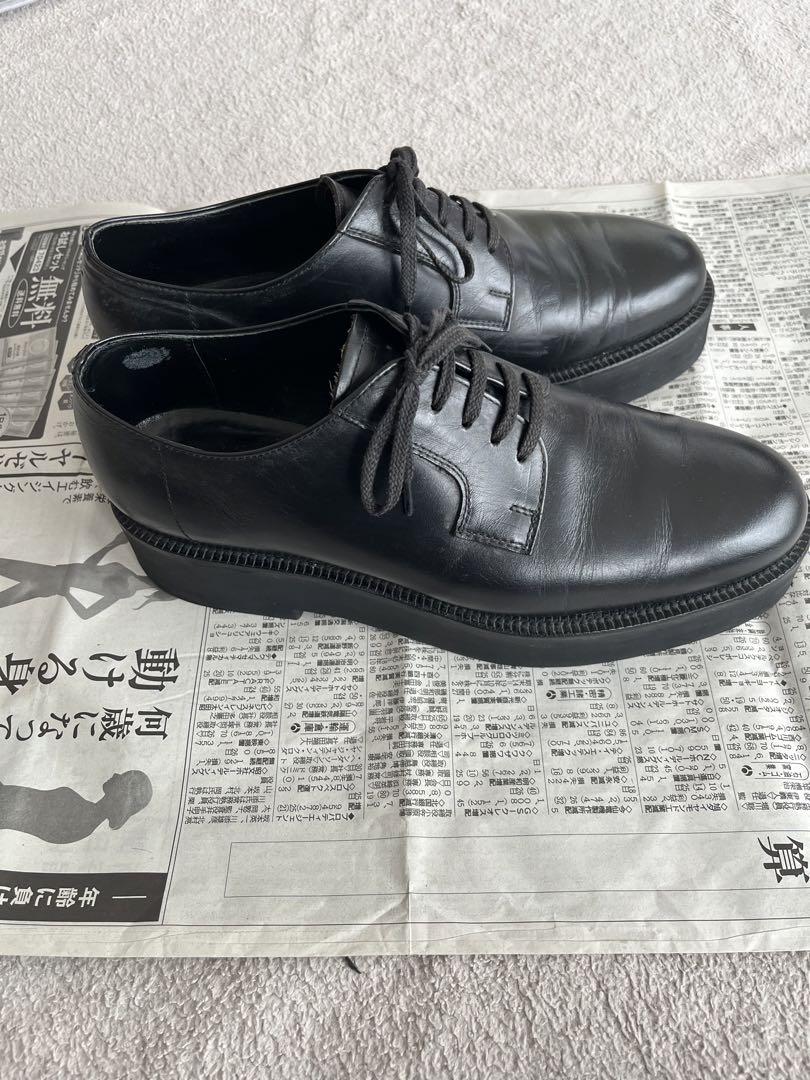 COMME des GARCONS HOMME ブラックレザー厚底シューズ