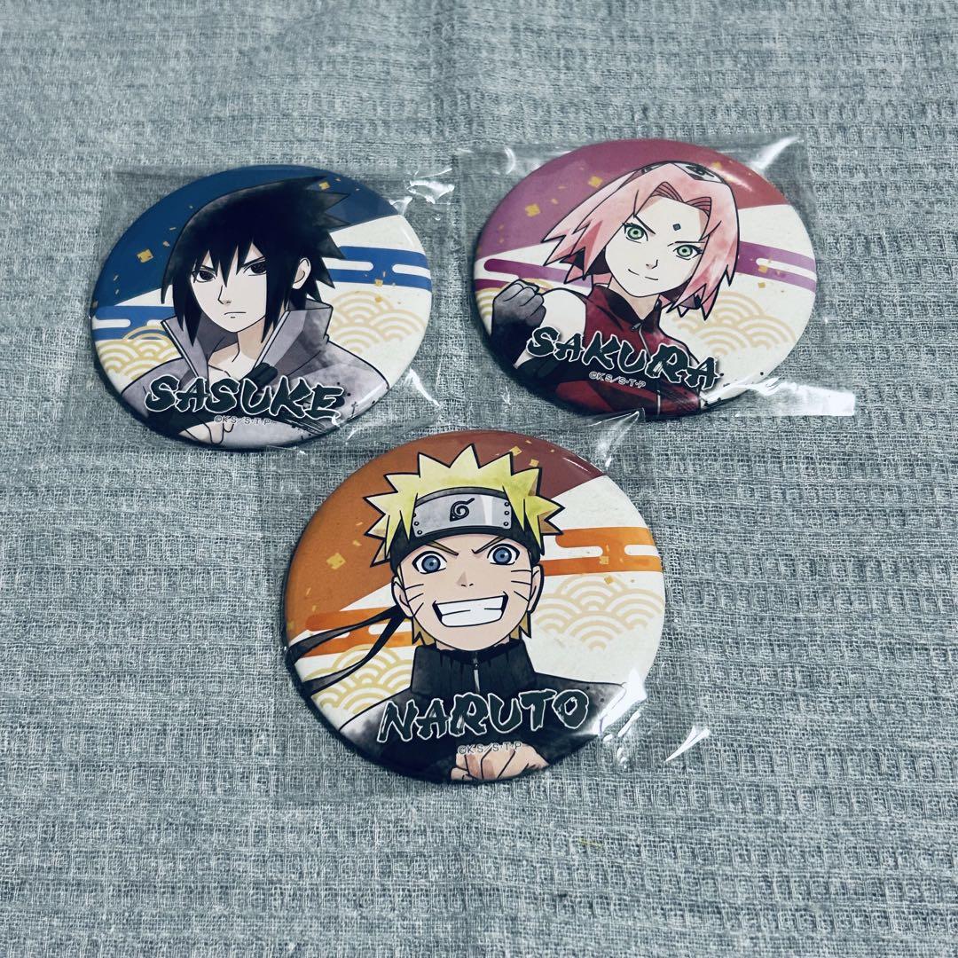 NARUTO うちはサスケ 春野サクラ レトロモダン 缶バッジ 富士急ハイランド NARUTO×BORUTO 富士 木ノ葉隠れの里3周年 Final Event 3/18(土
