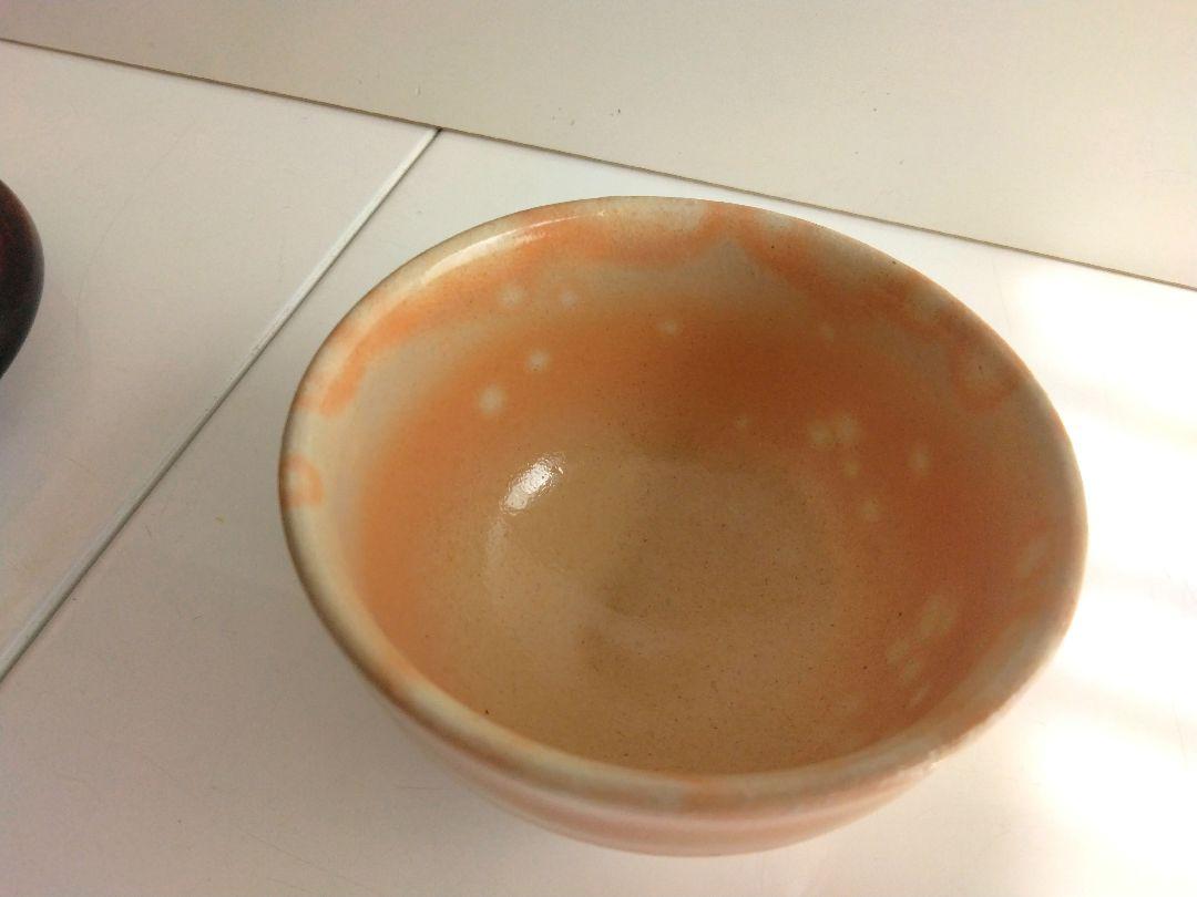 萩焼椿秀窯湯吞み5客、茶托5枚、菓子皿（20.5cm）セット