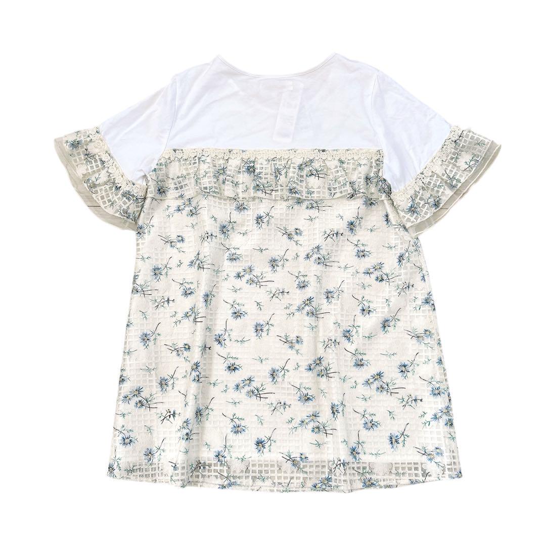 【新品タグ付き】スーパービューティー 花柄レースチュニック Tシャツ 44 XL