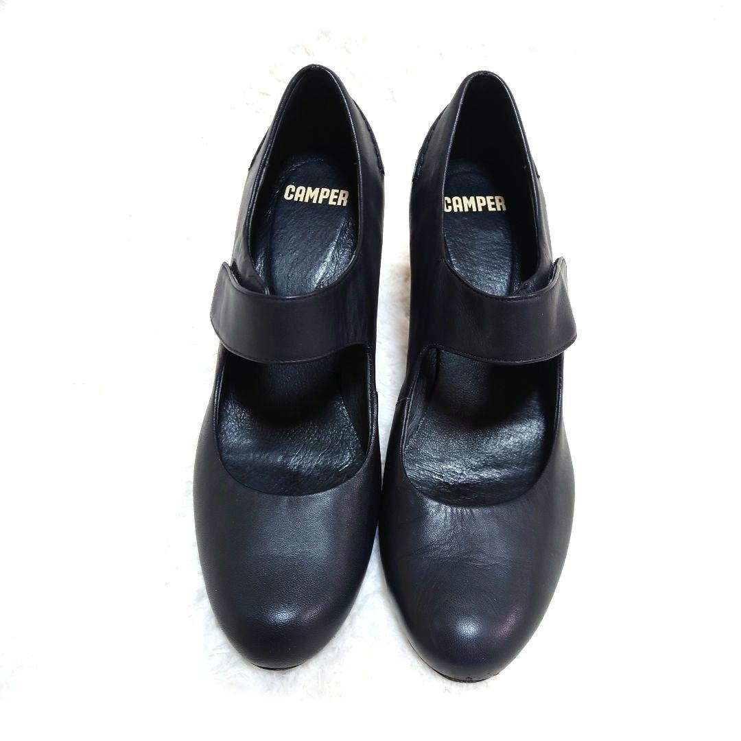 カンペール CAMPER ストラップパンプス ブラック レザー チャンキーヒール