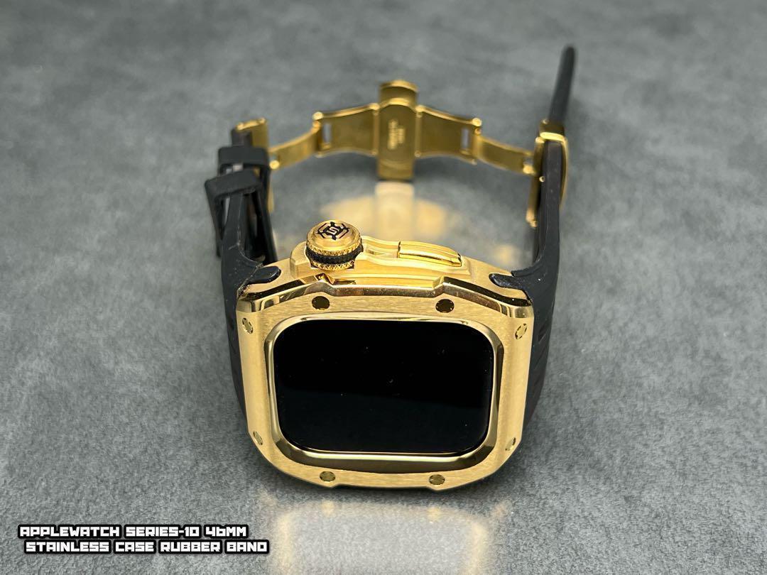 46mm アップルウォッチ Series 10 ステンレス ケース ラバー