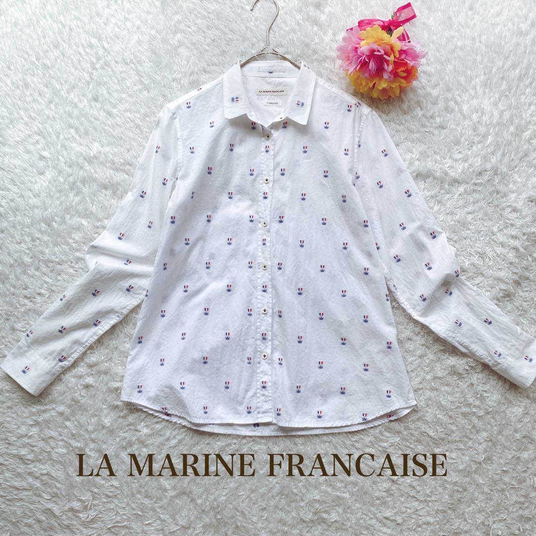 マリンフランセーズ【M】 刺繍長袖シャツ カジュアル 着回し