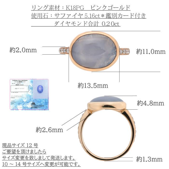 5ctを超えるサファイヤを手元で楽しめるデザインリング K18PG サイズ12号