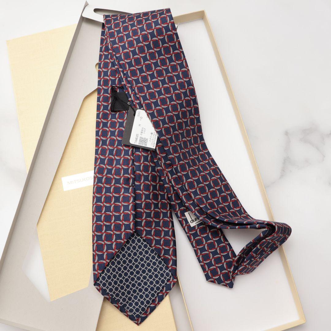 未使用 ダンヒル dunhill ネイビーとレッドのネクタイ