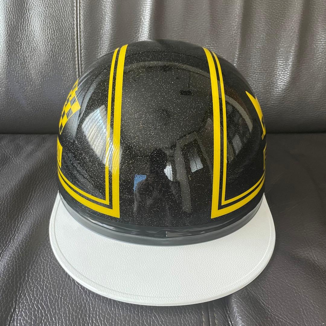 待望待望コルク半 マーシャル ブラックラメ×イエローラメ ヘルメット