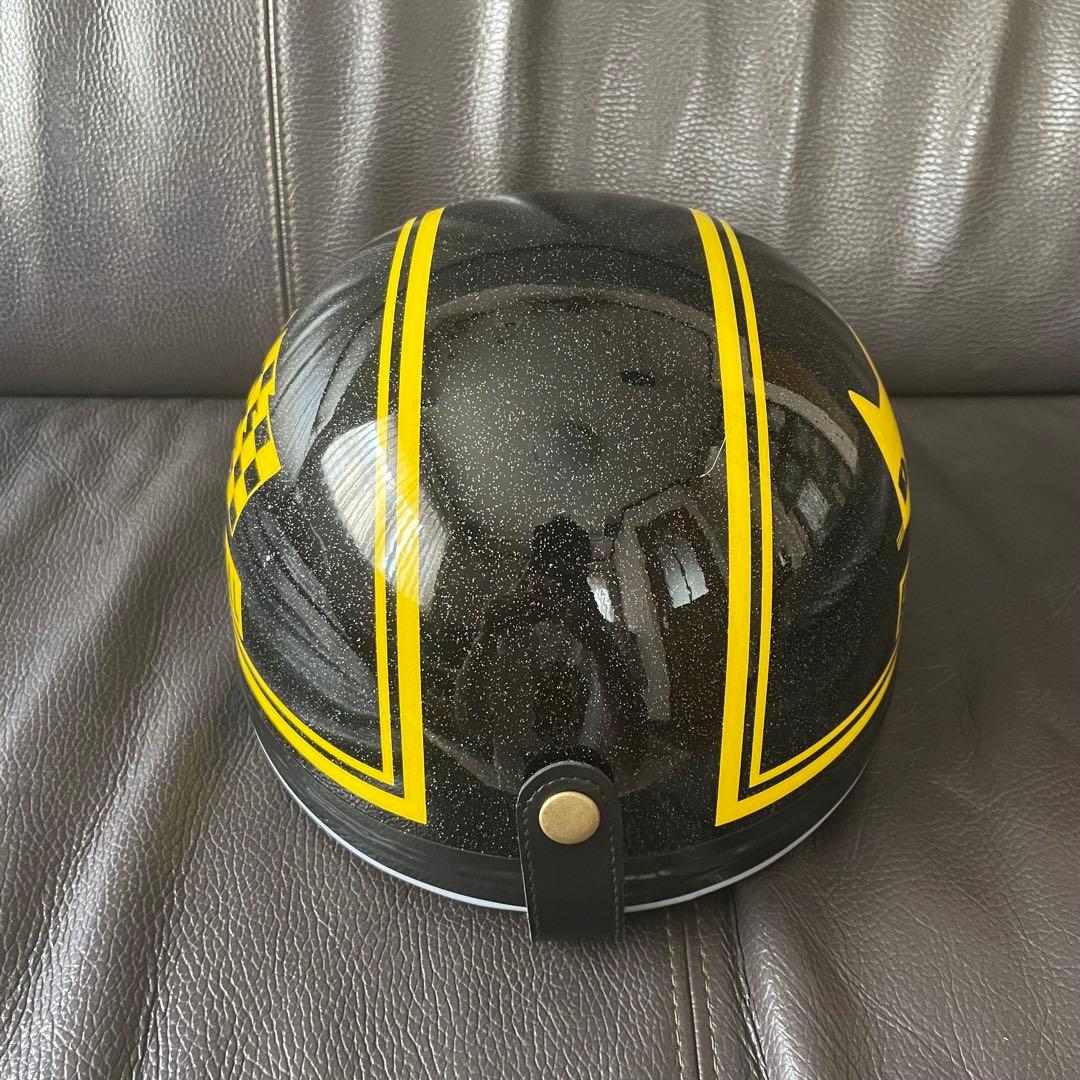 待望待望コルク半 マーシャル ブラックラメ×イエローラメ ヘルメット