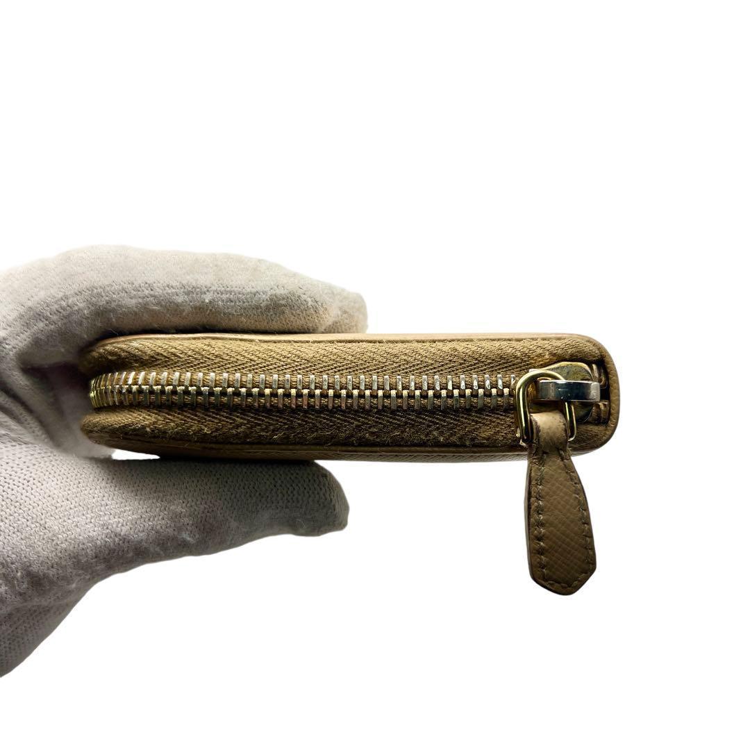 PRADA ベージュ サフィアーノ ラウンドファスナー 長財布 6535 PRADA ベージュ サフィアーノ ラウンドファスナー 長財布 6535