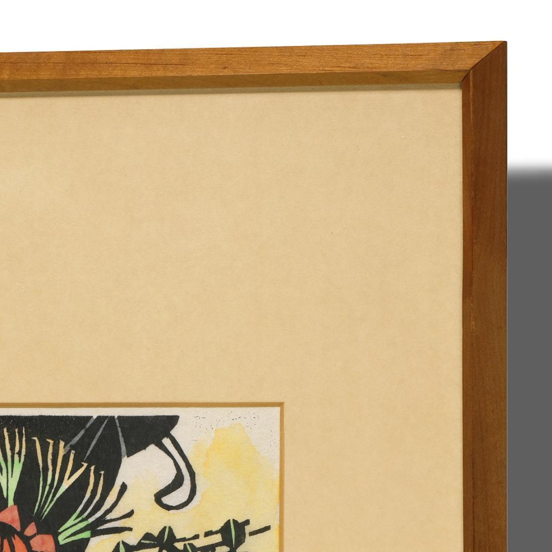 儀間比呂志 木版画『デイゴの花』和紙擦り 沖縄の版画家・絵本作家 儀間比呂志 木版画『デイゴの花』和紙擦り 沖縄の版画家・絵本