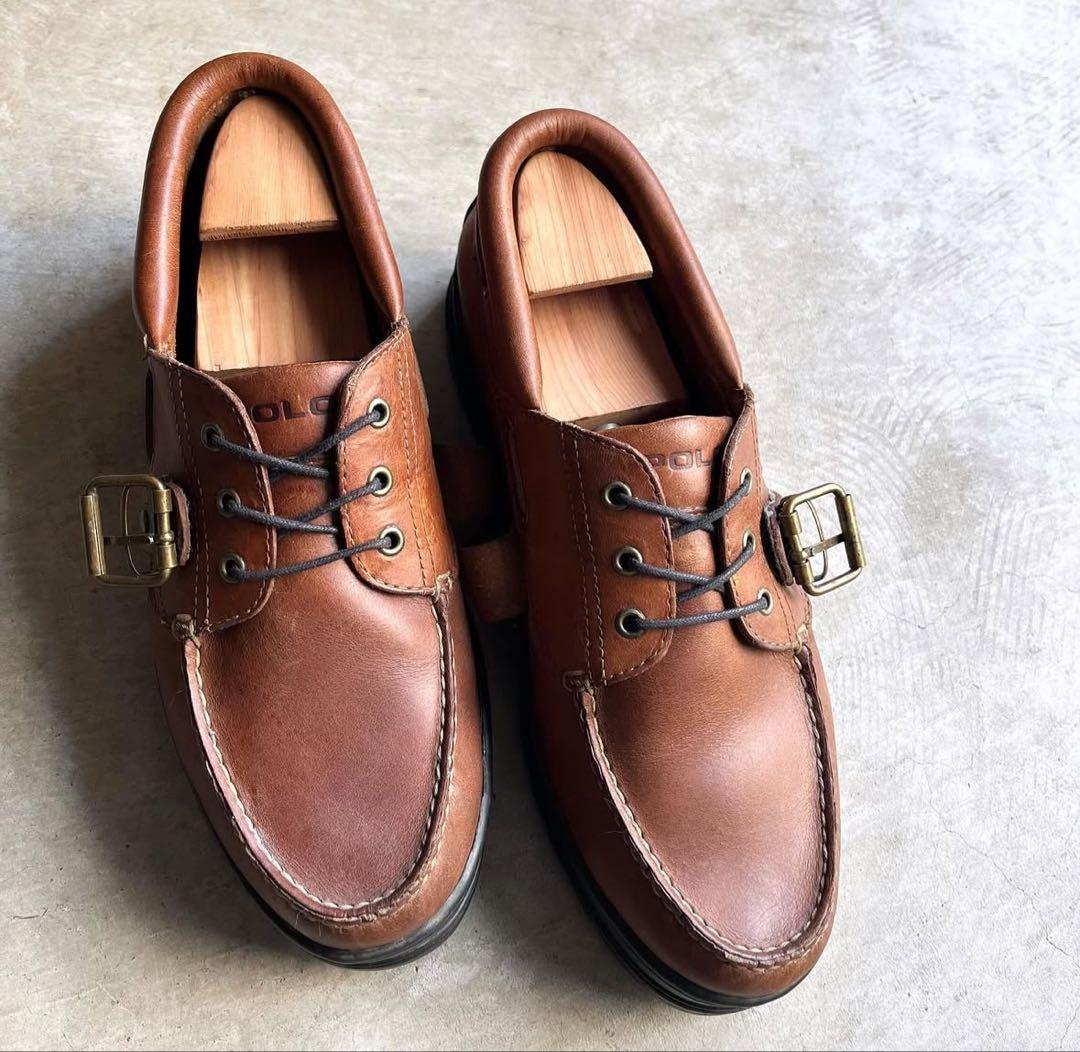 POLO ブラウン レザー モカシン 90´s POLO SPORT LEATHER MOCCASIN SHOES