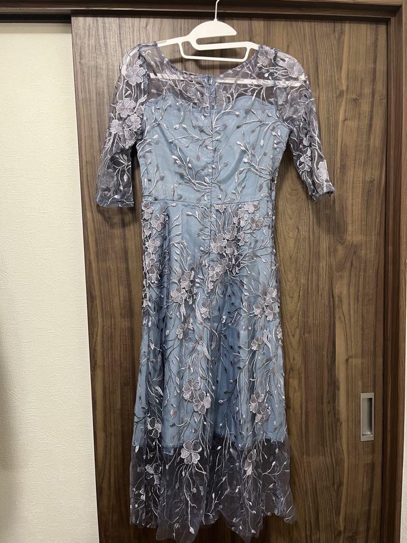 花柄シアーワンピース⭐︎ブルードレス⭐︎上品⭐︎大人可愛い⭐︎美品⭐︎送料無料⭐︎可愛い