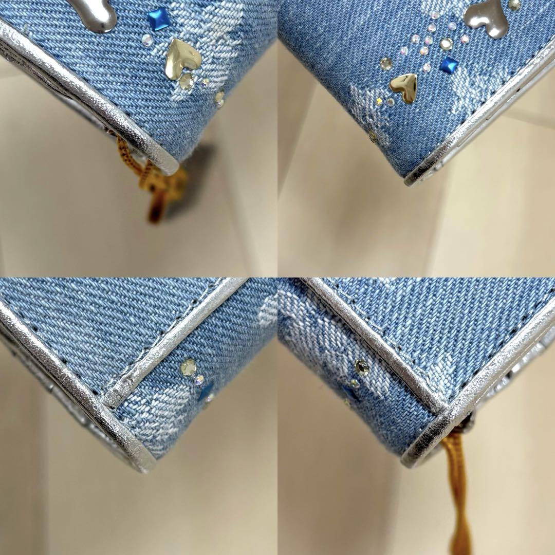 新品未使用✨希少 シンクビー ハート ビジュー デニム 長財布 多収納