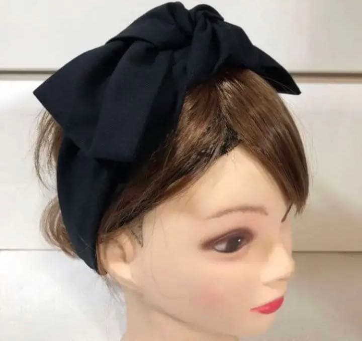 ヘアバンド ターバン 大人 黒 リボンヘアバンド 男性に人気