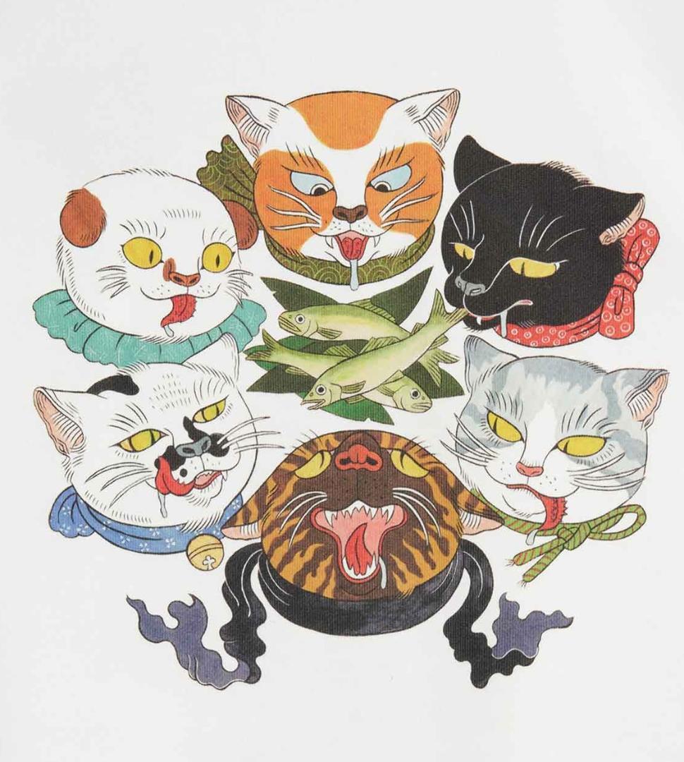 美品♡グラニフ♡鮎包囲絵図パーカー♡石黒亜矢子♡猫