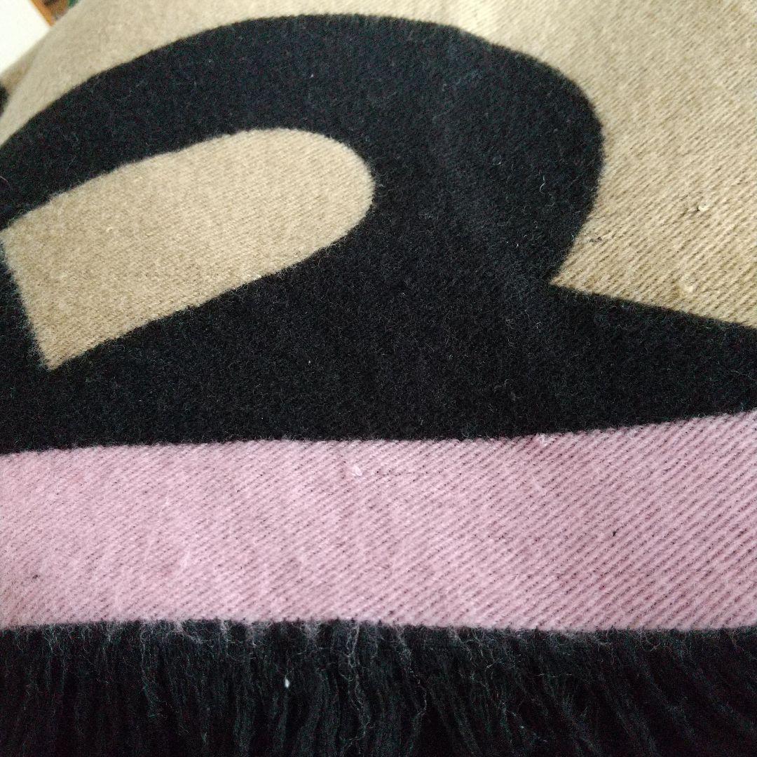 【限定値下【美品】BURBERRY★WロゴWOOLリバーシブルマフラー★