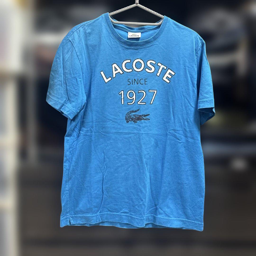 つなぐ　LACOSTE ネイビー Tシャツ サイズ36 LACOSTE tシャツ スモールパリロゴクルーネックTシャツ メンズ