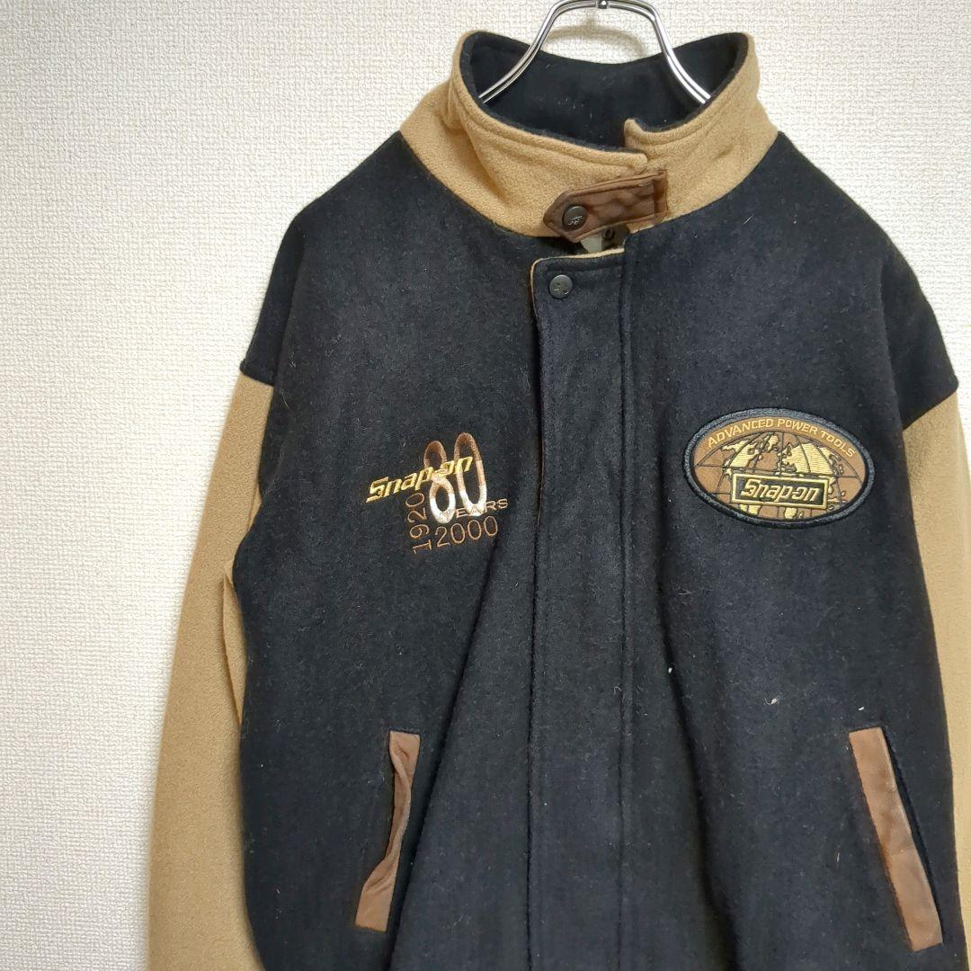80s90s Snap-on スナップオン ウールスタジャン 黒 工具