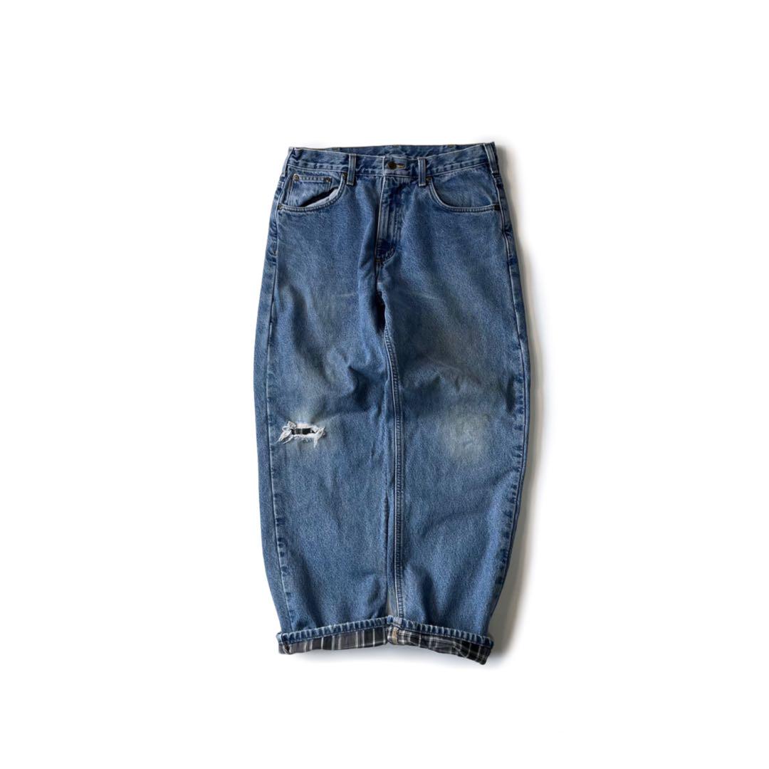 00’s Carhartt デニムパンツ 裏地付き チェック柄 カーハート