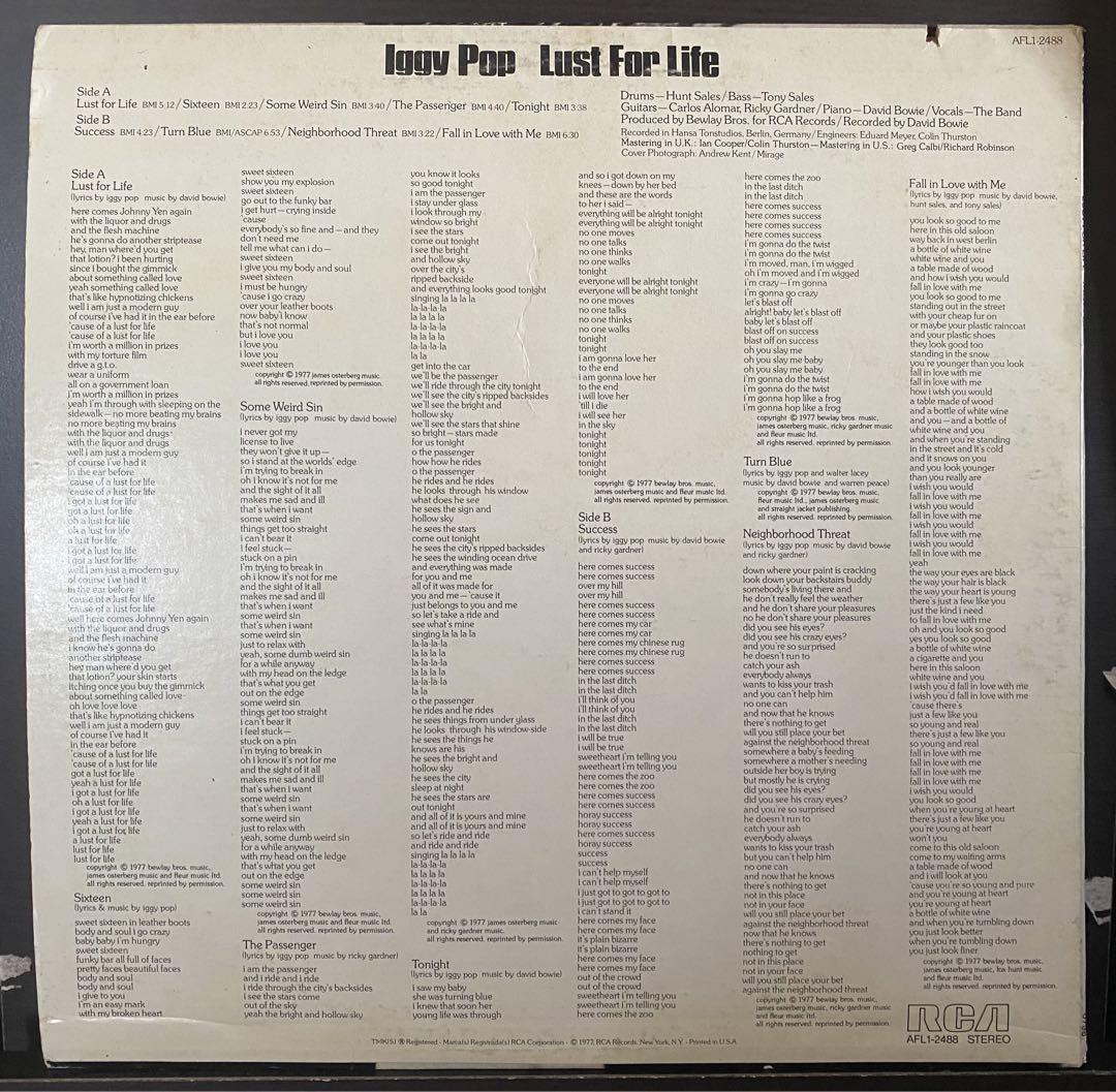Iggy Pop Lust For Life LP USオリジナルレコード