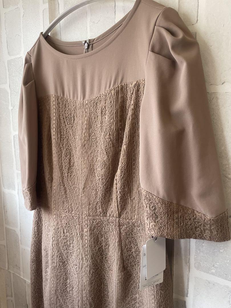 エメ アラベスク調刺繍タイトラインドレス