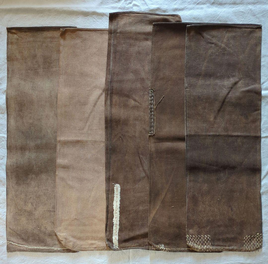 柿渋染め 濃淡茶色 酒袋古布10枚セットI 酒蔵の本酒袋傷や汚れあり