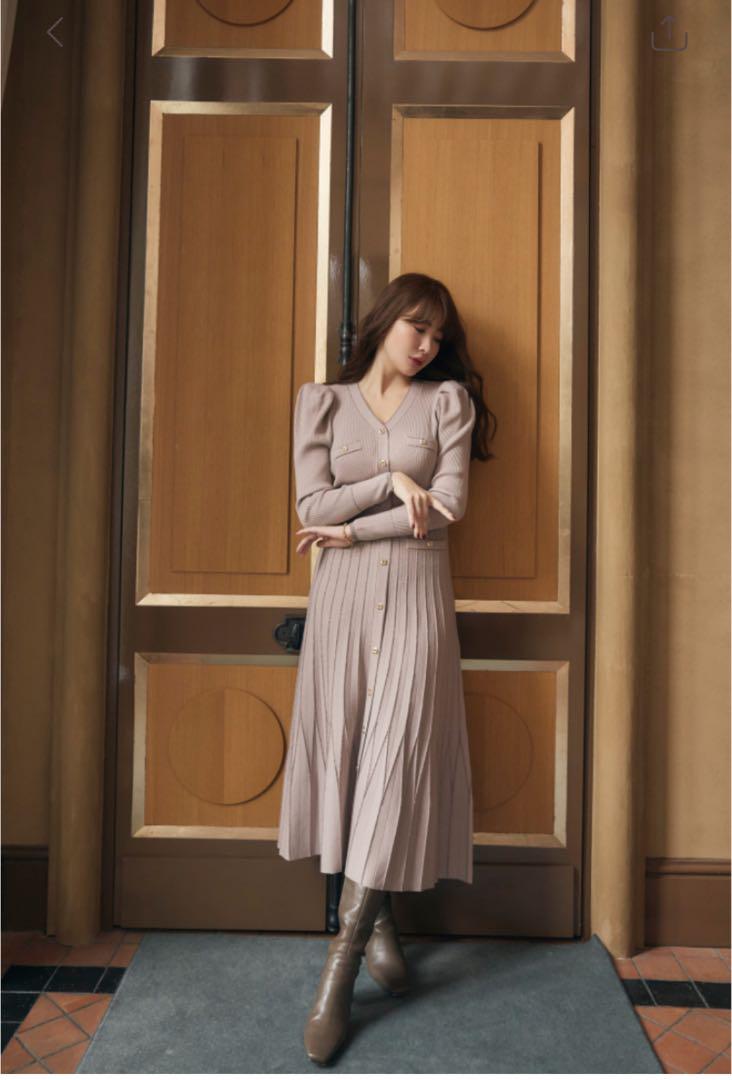 いラインアップ herlipto suite room knit long dress ワンピース