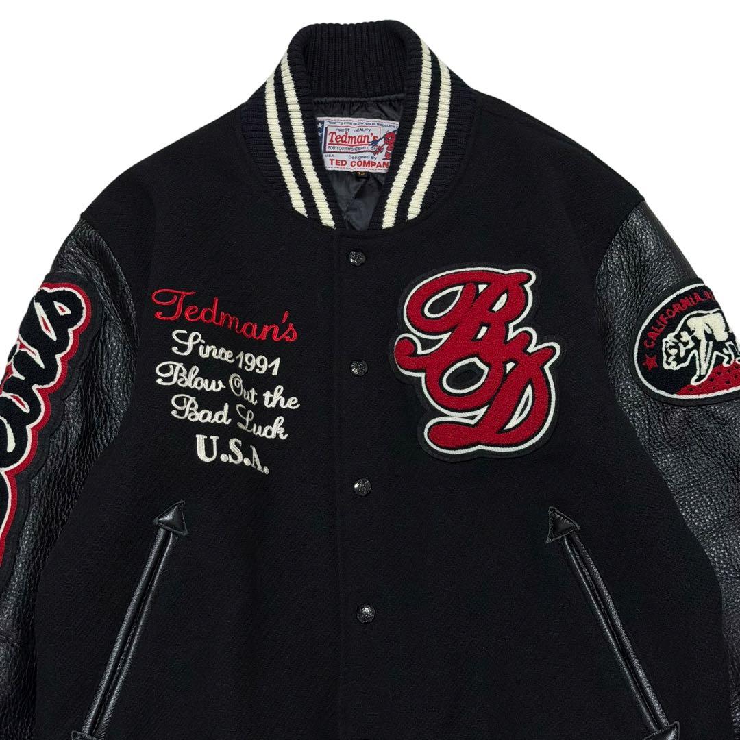 【激レア!300着限定】TEDMAN スタジャン 袖レザー 黒 42(XL) 【激レア!300着限定】TEDMAN スタジャン 袖レザー 黒 42(XL)