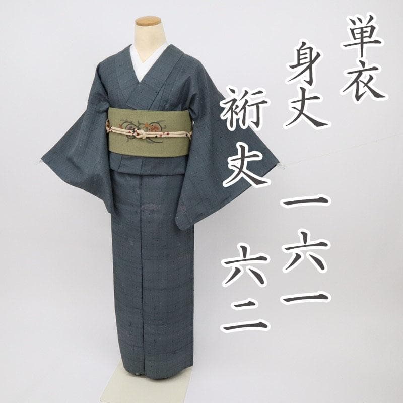 【単衣】紬小紋 ドット 流水模様 チャコールグレー 普段着物 正絹 7TH7