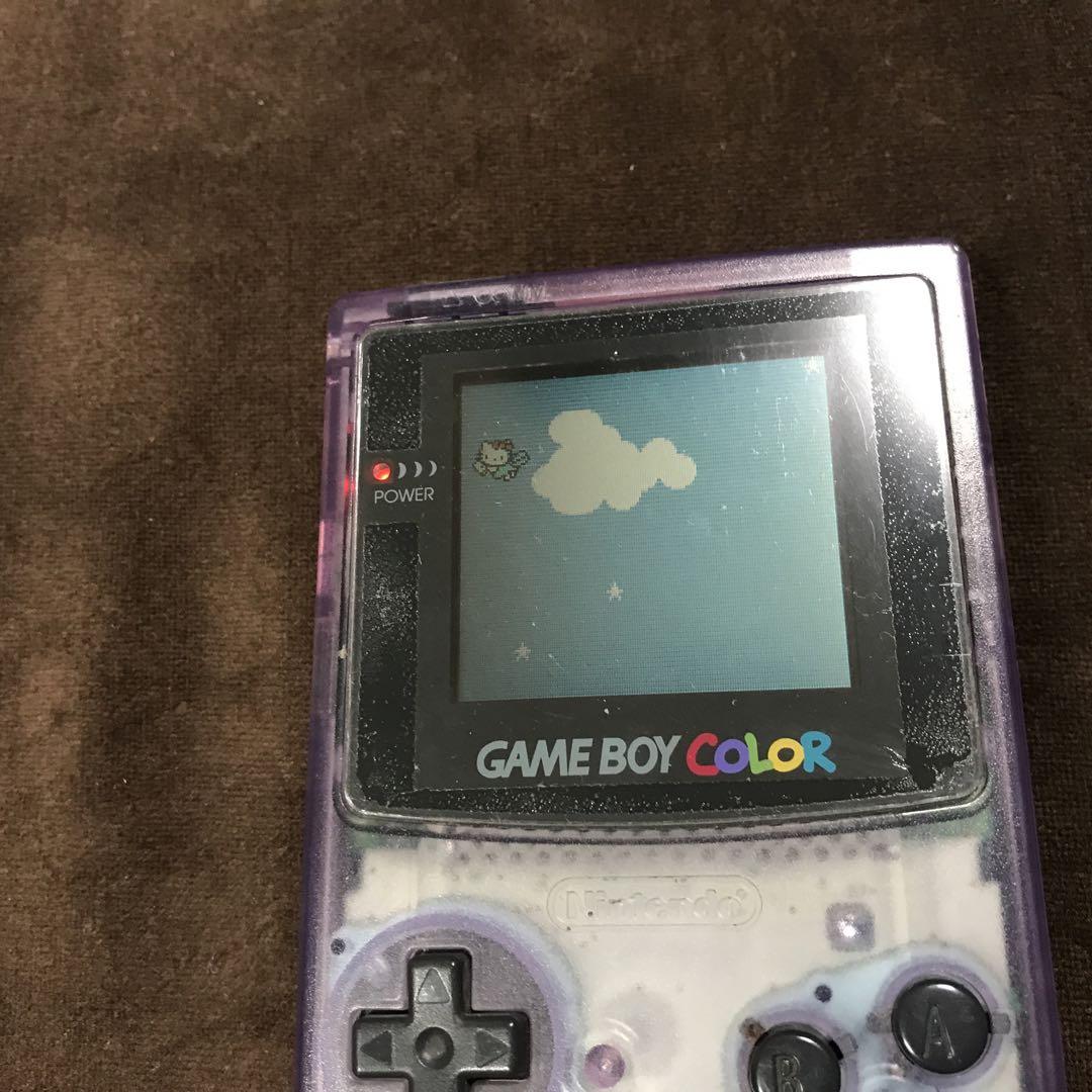 ゲームボーイカラー　　パープル人気色、画面にキズ防止ビニール美品