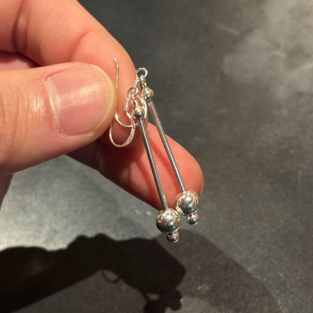 SILVER925 SLIDE BALL HOOK EARRINGS/シルバー